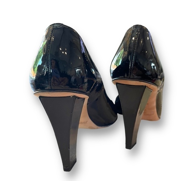 JIMMY CHOO | $770 Black Patent Leather Peep Toe Pump Made in Italy Size 37 - Picture 3 of 10